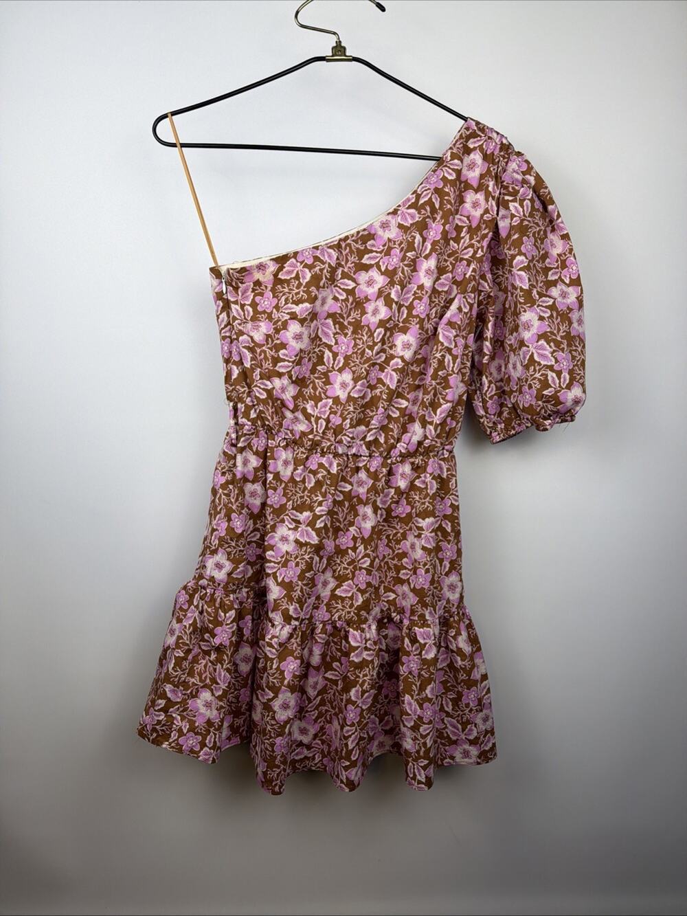 Jason Wu One Shoulder Puff Sleeve Floral Belted Dress Size Medium NWOT